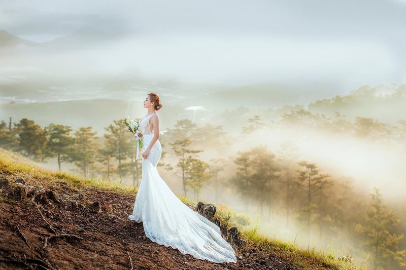 Bride in a personalized wedding dress
